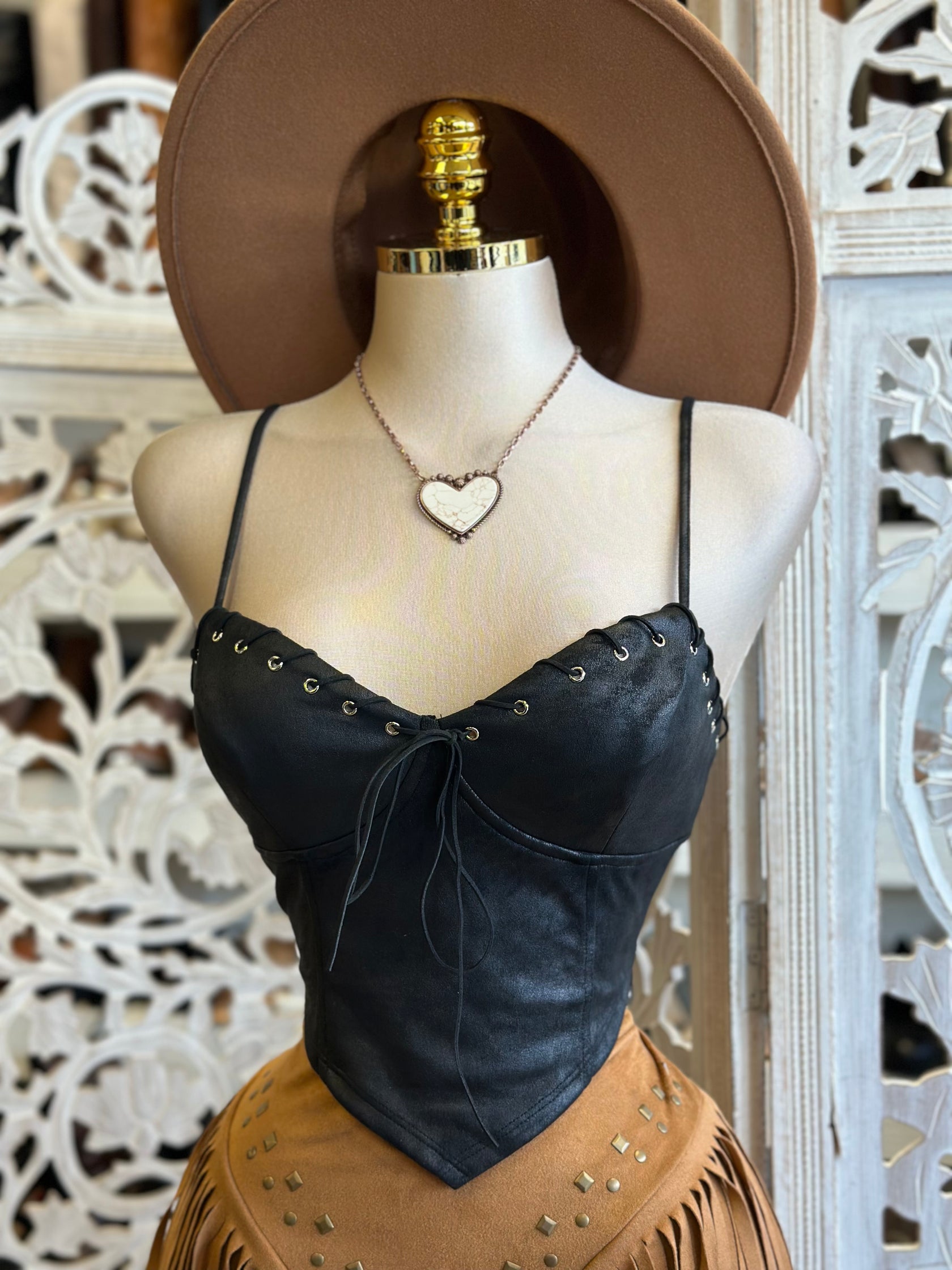 Suede Black Backless Top