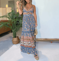 V Neck Twist Front Maxi Dress | Blue