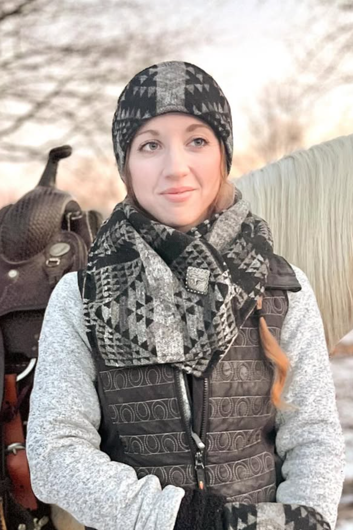 Western Cowboy Aztec Scarf with Matching Headband