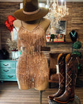Champagne Sparkly Layered Fringed Dress