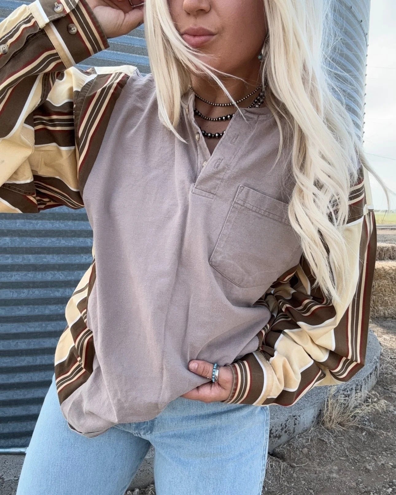 Collar Patchwork Top