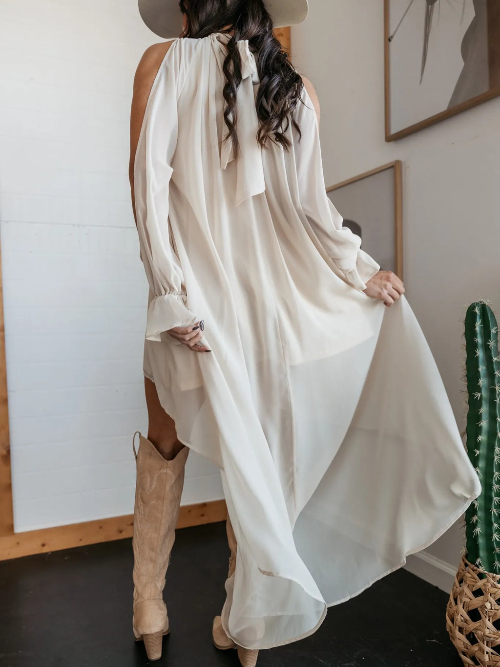 Halter Neckline Sleeveless Asymmetric Maxi Dress