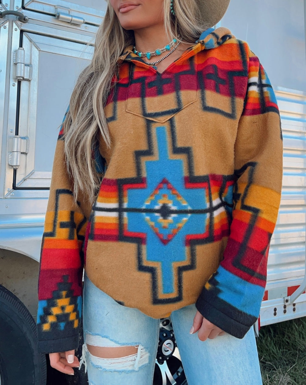 Women's Fall Western Print Top