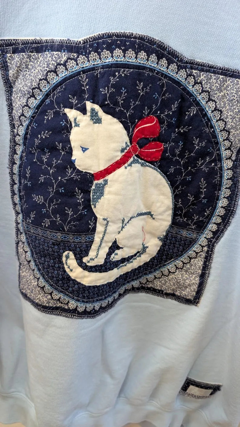Vintage CAT with Bow Cranston Print Crewneck