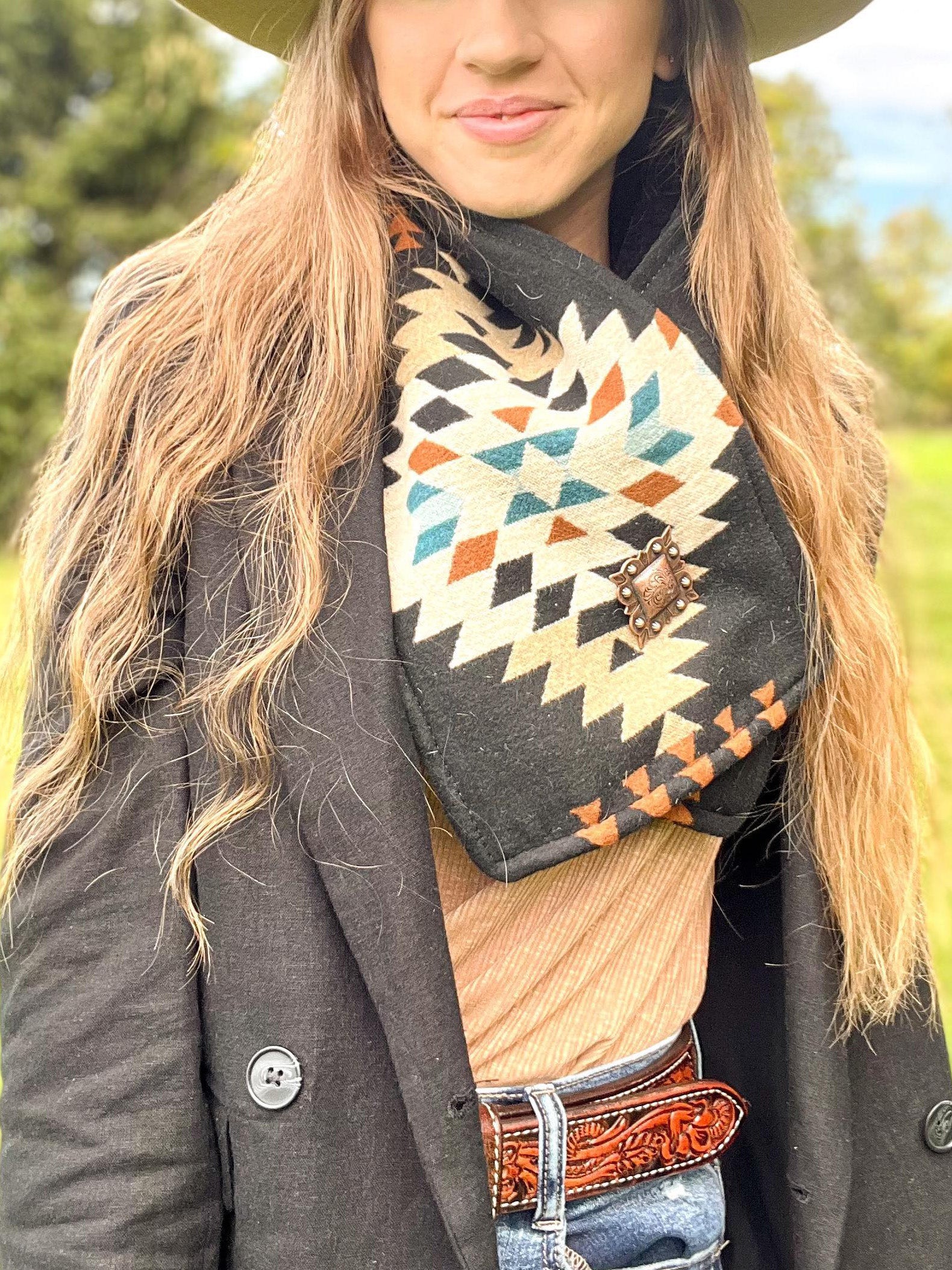 Western Cowboy Black Warm Neck Hood