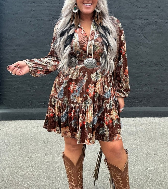 Paisley Princess Dress Brown