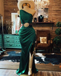 Elegant One Shoulder Slit Dress