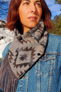 Women's Western Fringed Scarf -  Aztec Pattern
