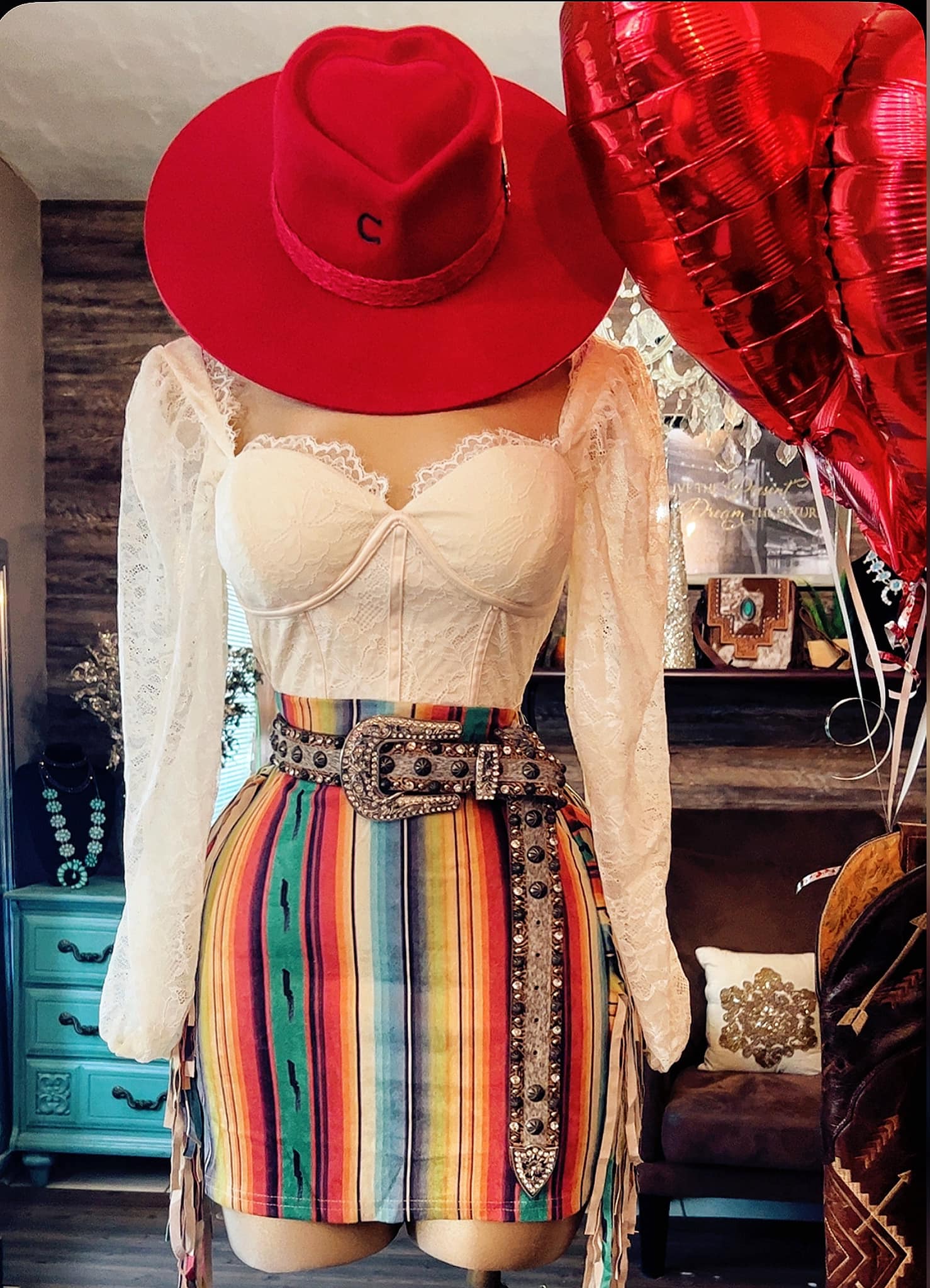 Women's Vintage Lace Top + Skirt