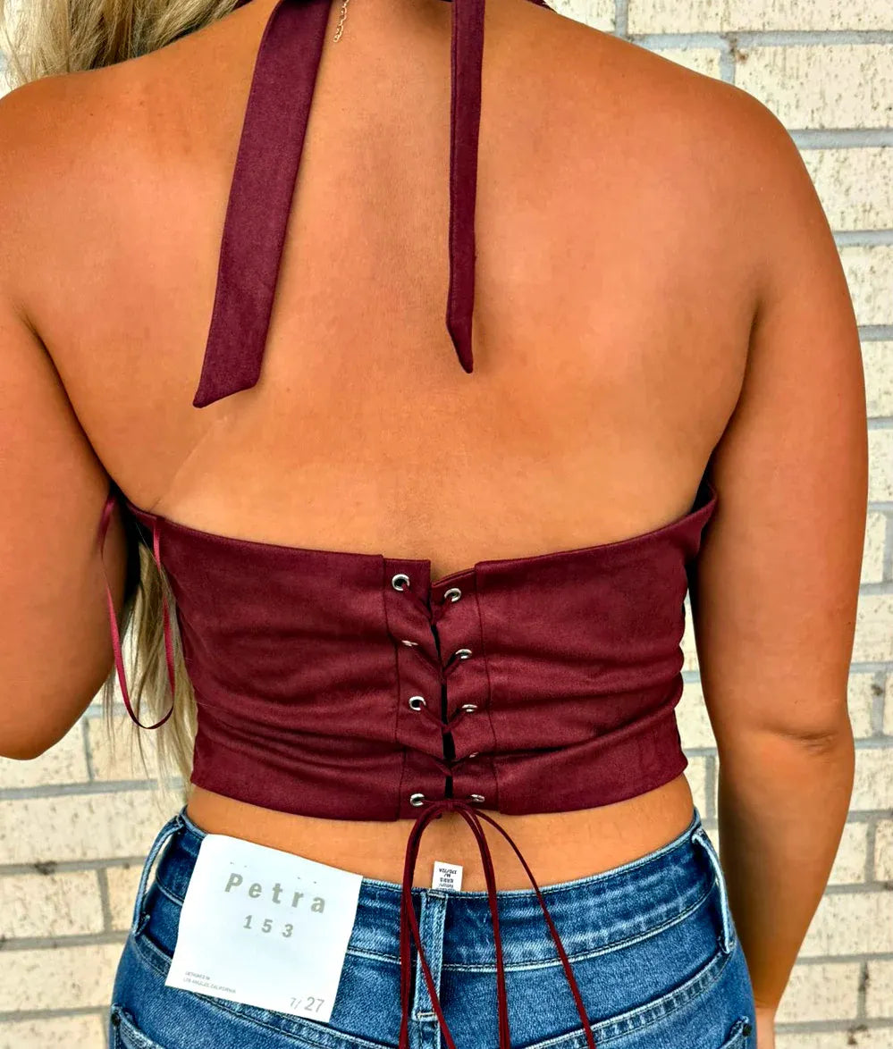 Lace Up Back Boot Stitch Top