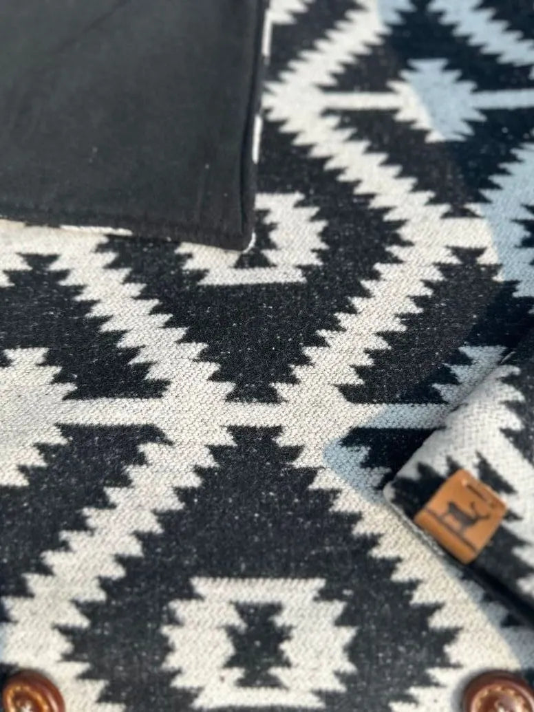 Black & White Western Aztec Warm Neck Hood