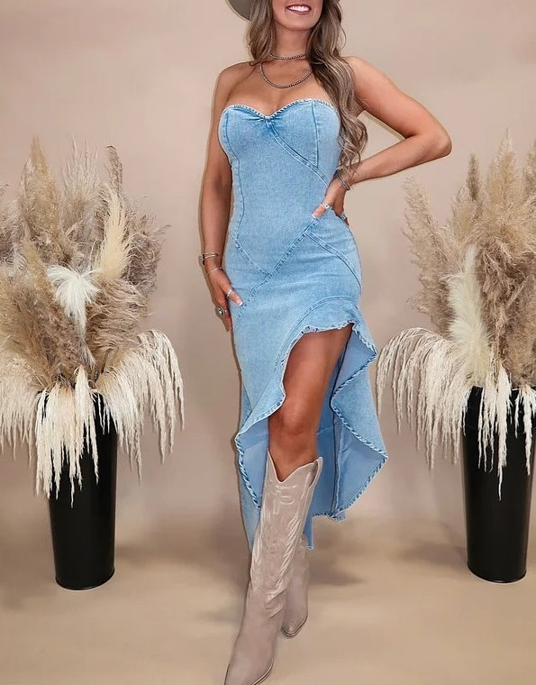 Vintage Denim Maxi Dress