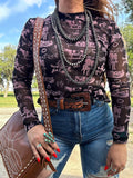 Pink Western Scene 3D Print Mesh Top