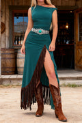 Women's Off-shoulder Slim Fit Belt Slit Dress