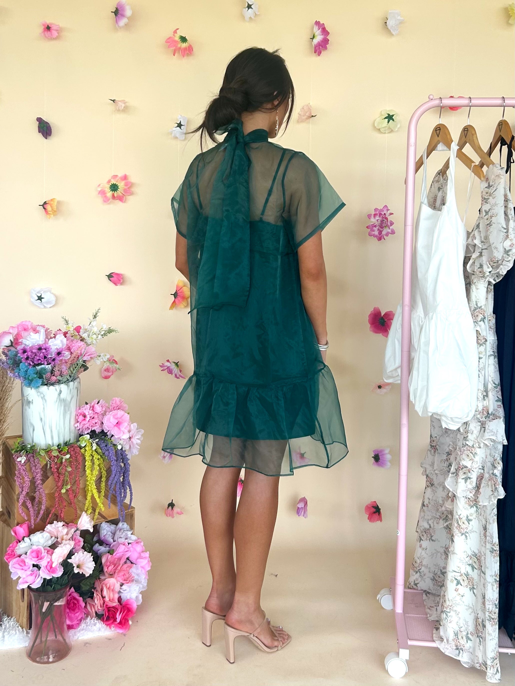 Wholesale Berny Organza Mock Neck Mini Dress